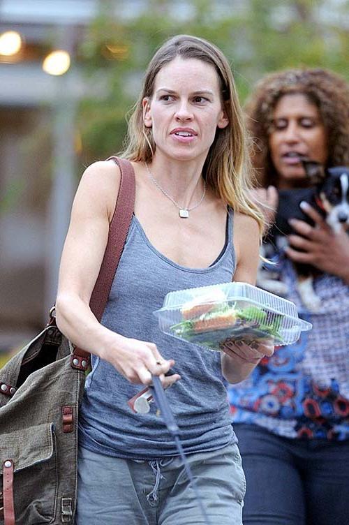 16P Hilary Swank exposing sexy body and hard nipples in see thru blouse