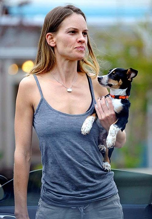 16P Hilary Swank exposing sexy body and hard nipples in see thru blouse