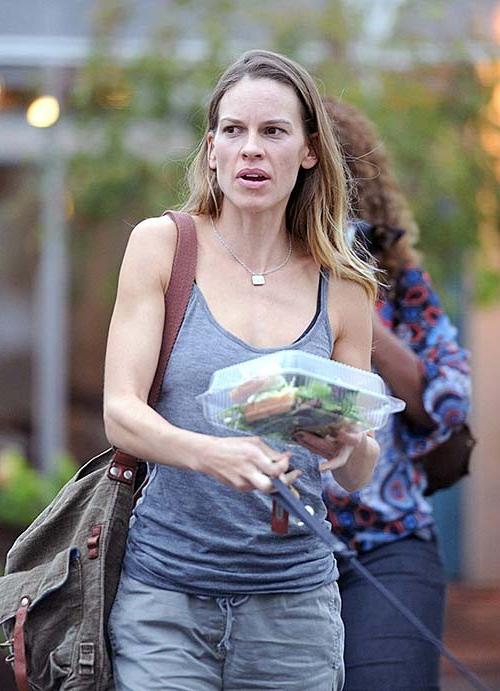 16P Hilary Swank exposing sexy body and hard nipples in see thru blouse
