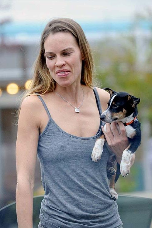 16P Hilary Swank exposing sexy body and hard nipples in see thru blouse