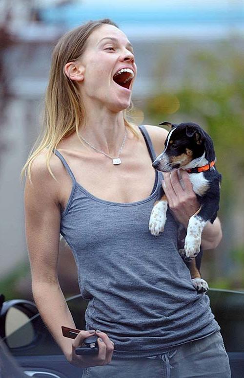 16P Hilary Swank exposing sexy body and hard nipples in see thru blouse