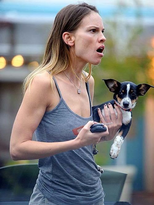 16P Hilary Swank exposing sexy body and hard nipples in see thru blouse