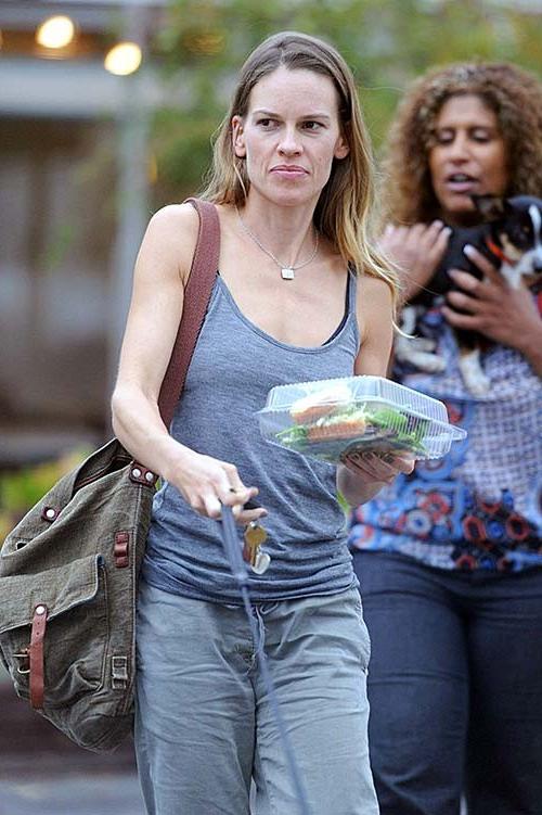 16P Hilary Swank exposing sexy body and hard nipples in see thru blouse