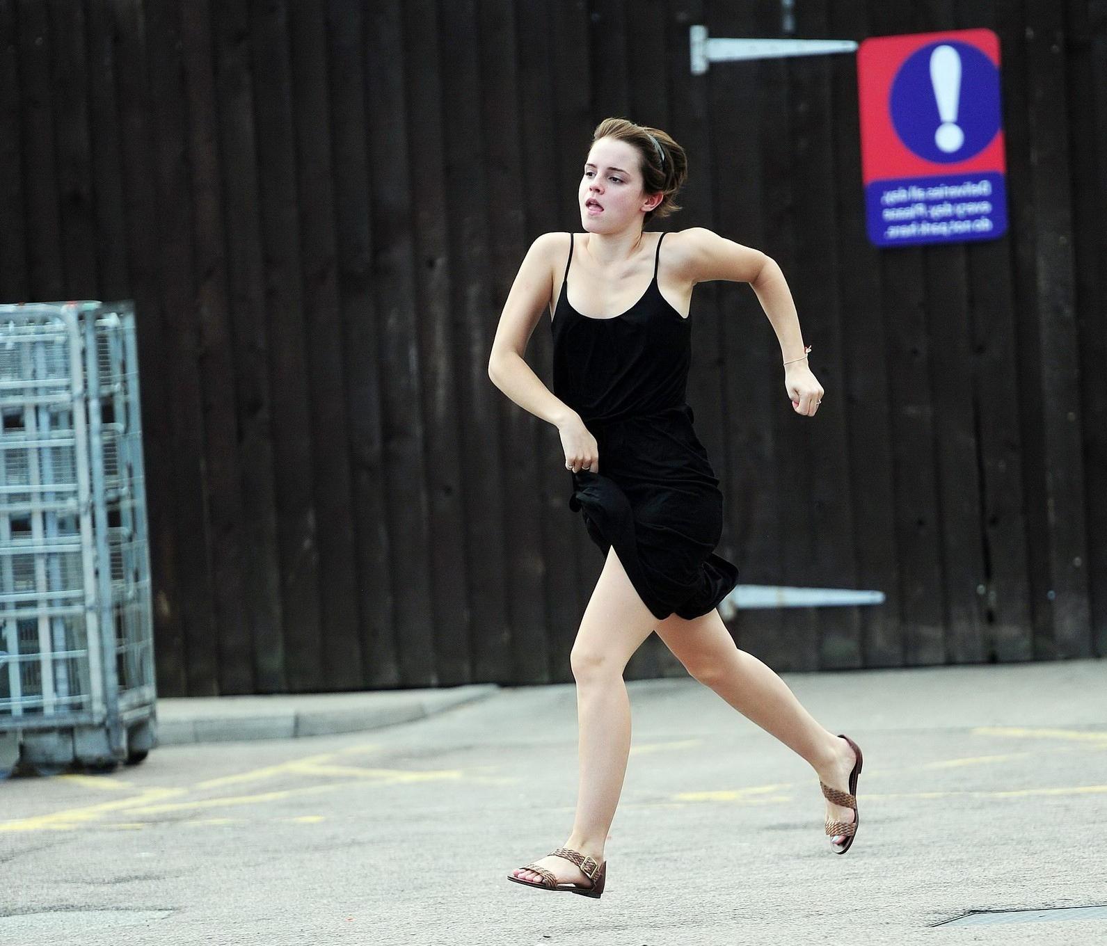 16P Emma Watson flashing her panties  showing pokies in London