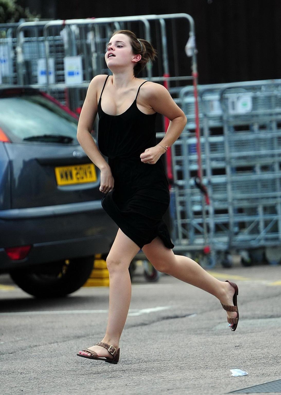 16P Emma Watson flashing her panties  showing pokies in London