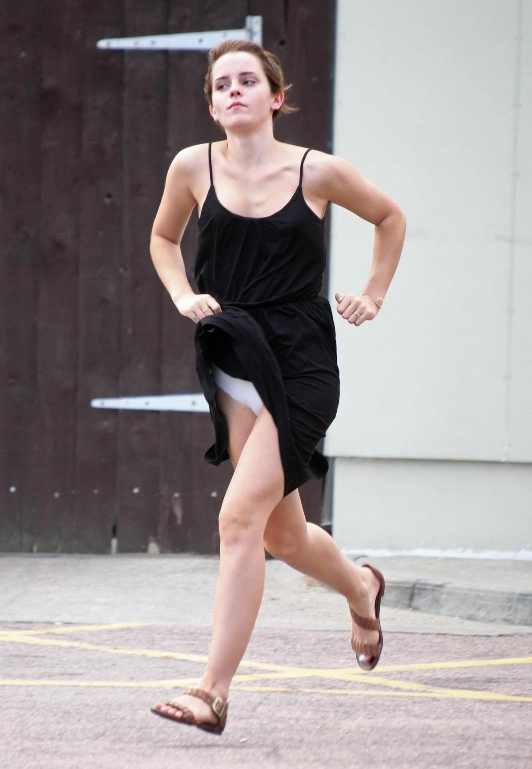 16P Emma Watson flashing her panties  showing pokies in London