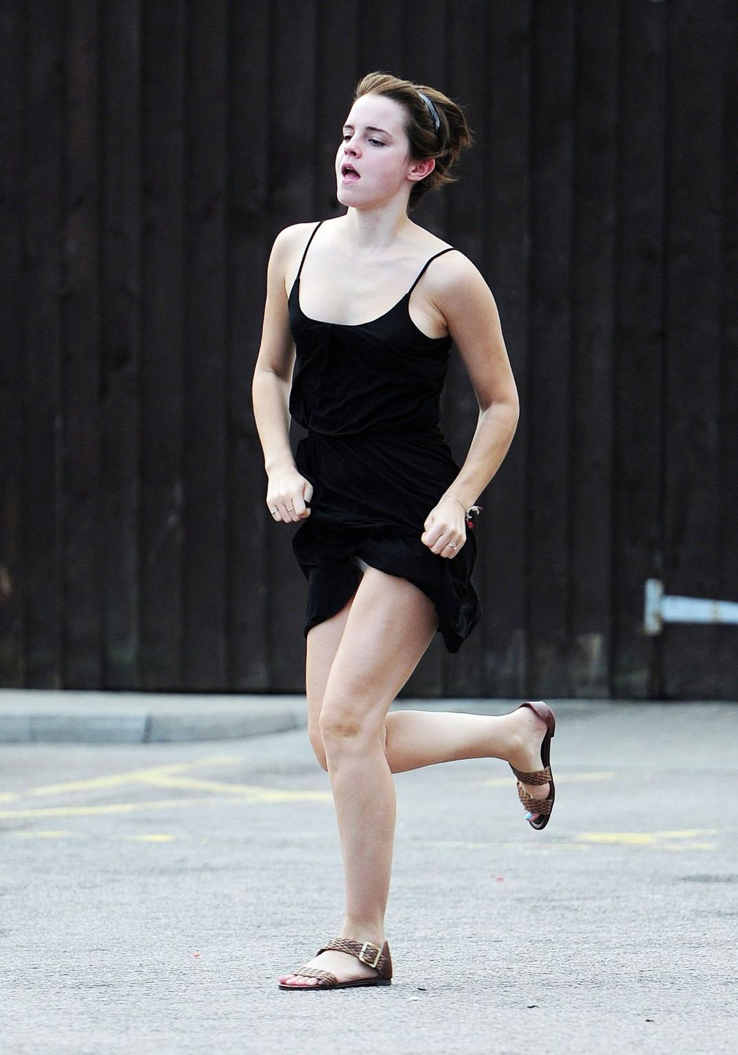 16P Emma Watson flashing her panties  showing pokies in London