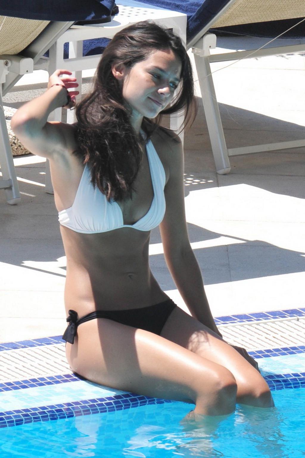 16P Katy Louise Saunders wearing bikini poolside in Italy