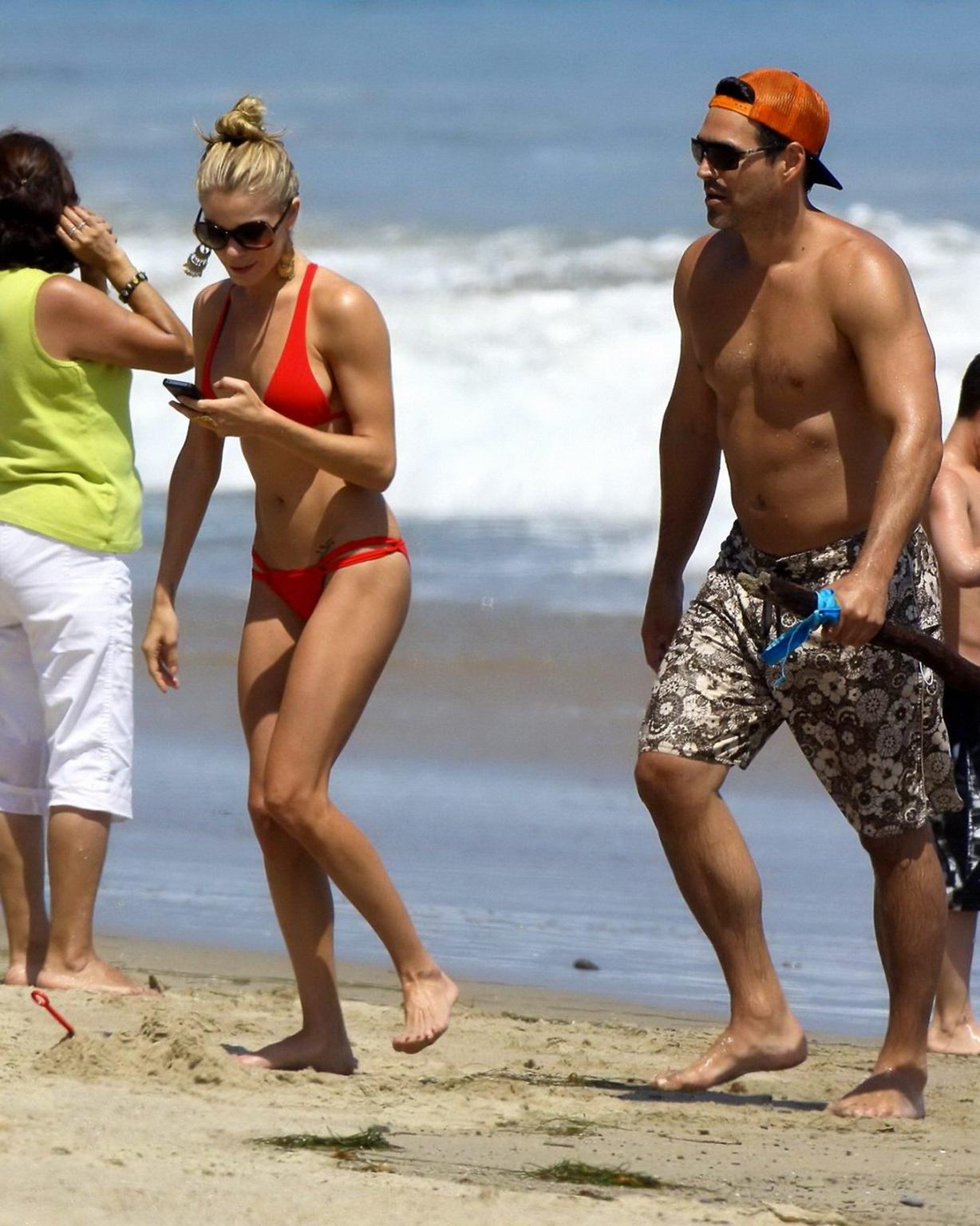 16P LeAnn Rimes wearing skimpy red bikini on Malibu Beach