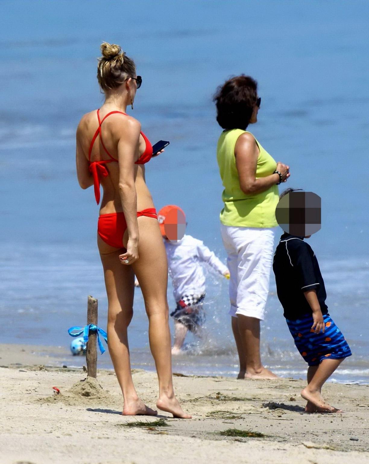 16P LeAnn Rimes wearing skimpy red bikini on Malibu Beach