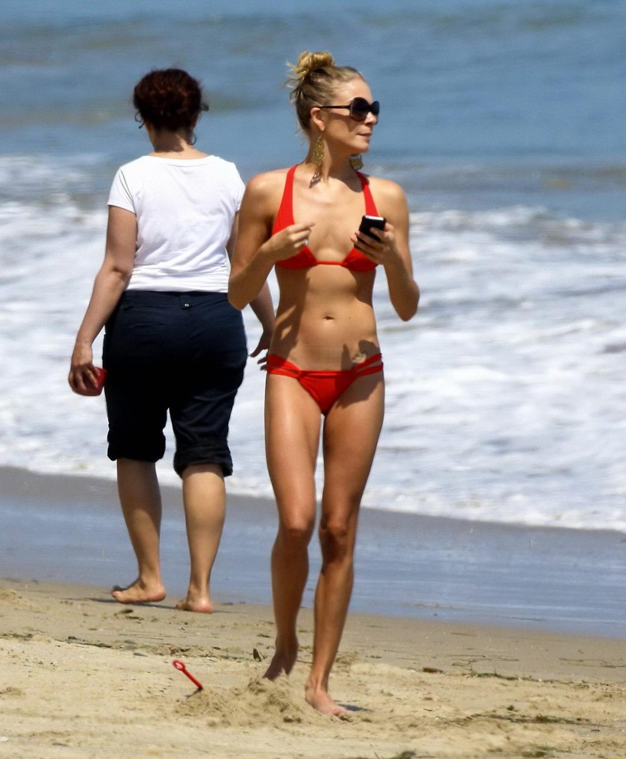 16P LeAnn Rimes wearing skimpy red bikini on Malibu Beach