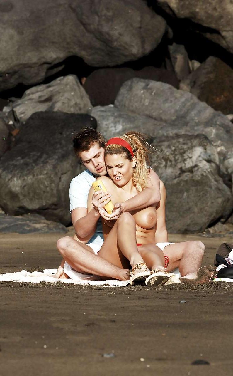 16P Michelle Bass showing her nice big boobs on beach with boyfriend