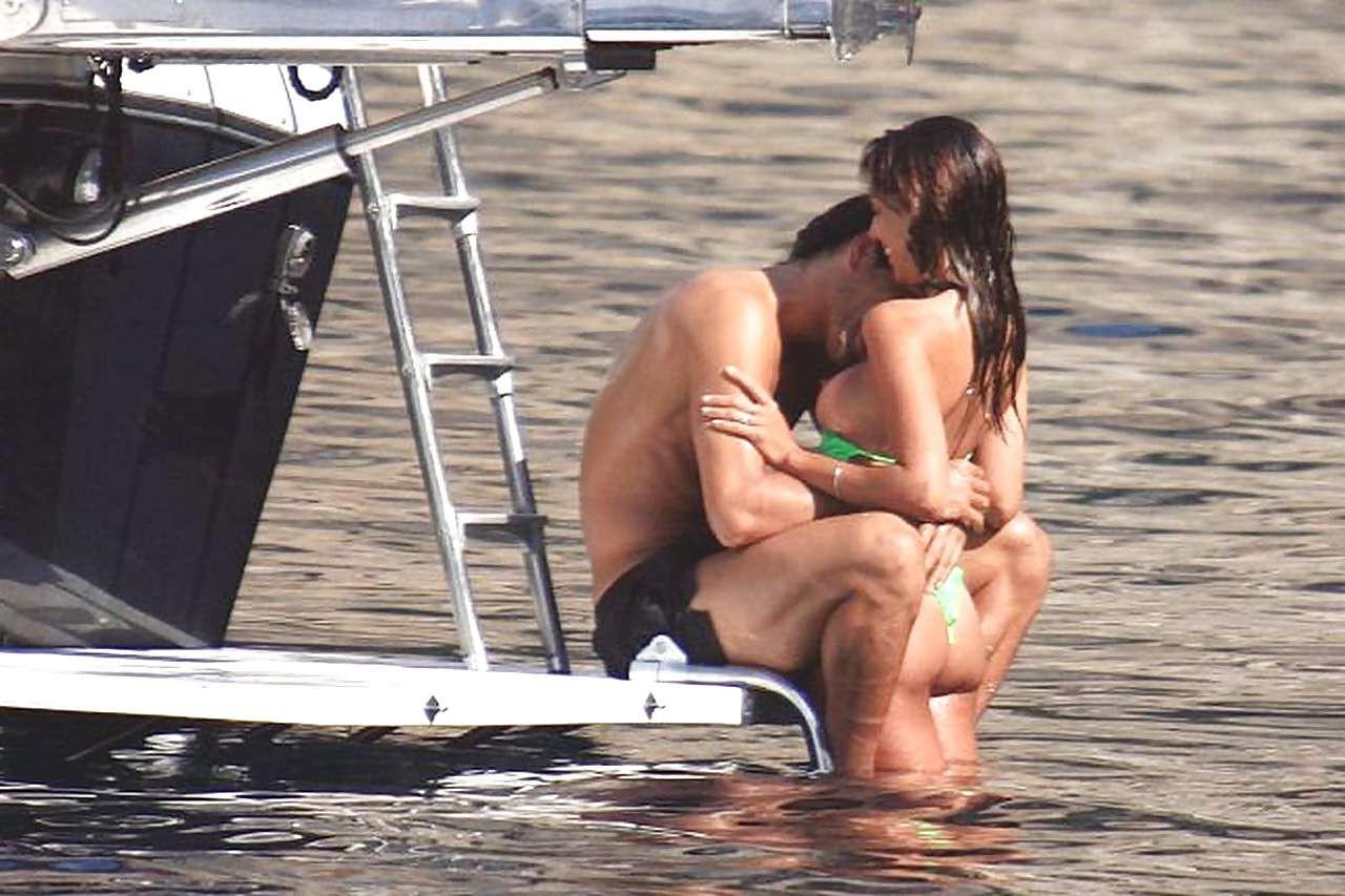 16P Belen Rodriguez exposing her nice big tits while making out with boyfriend on be