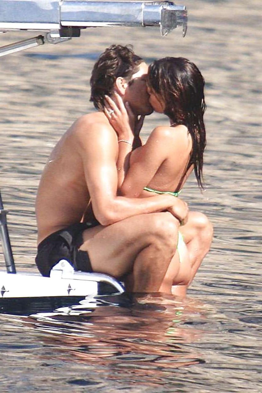 16P Belen Rodriguez exposing her nice big tits while making out with boyfriend on be