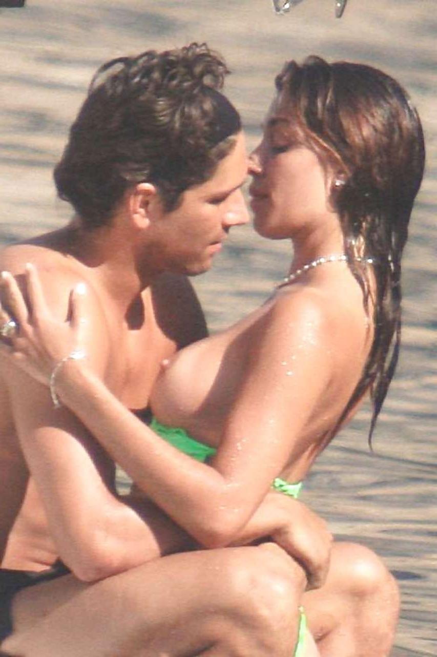 16P Belen Rodriguez exposing her nice big tits while making out with boyfriend on be