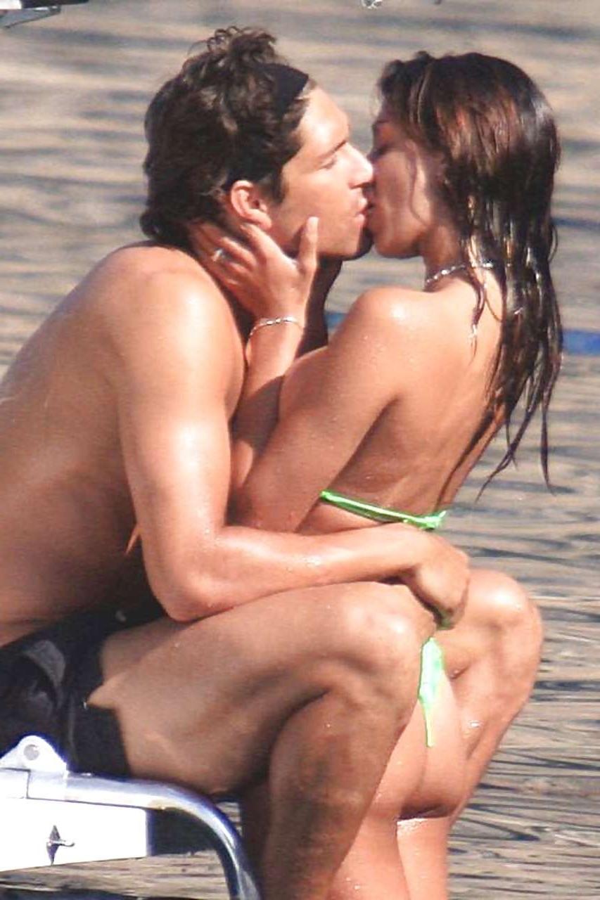 16P Belen Rodriguez exposing her nice big tits while making out with boyfriend on be