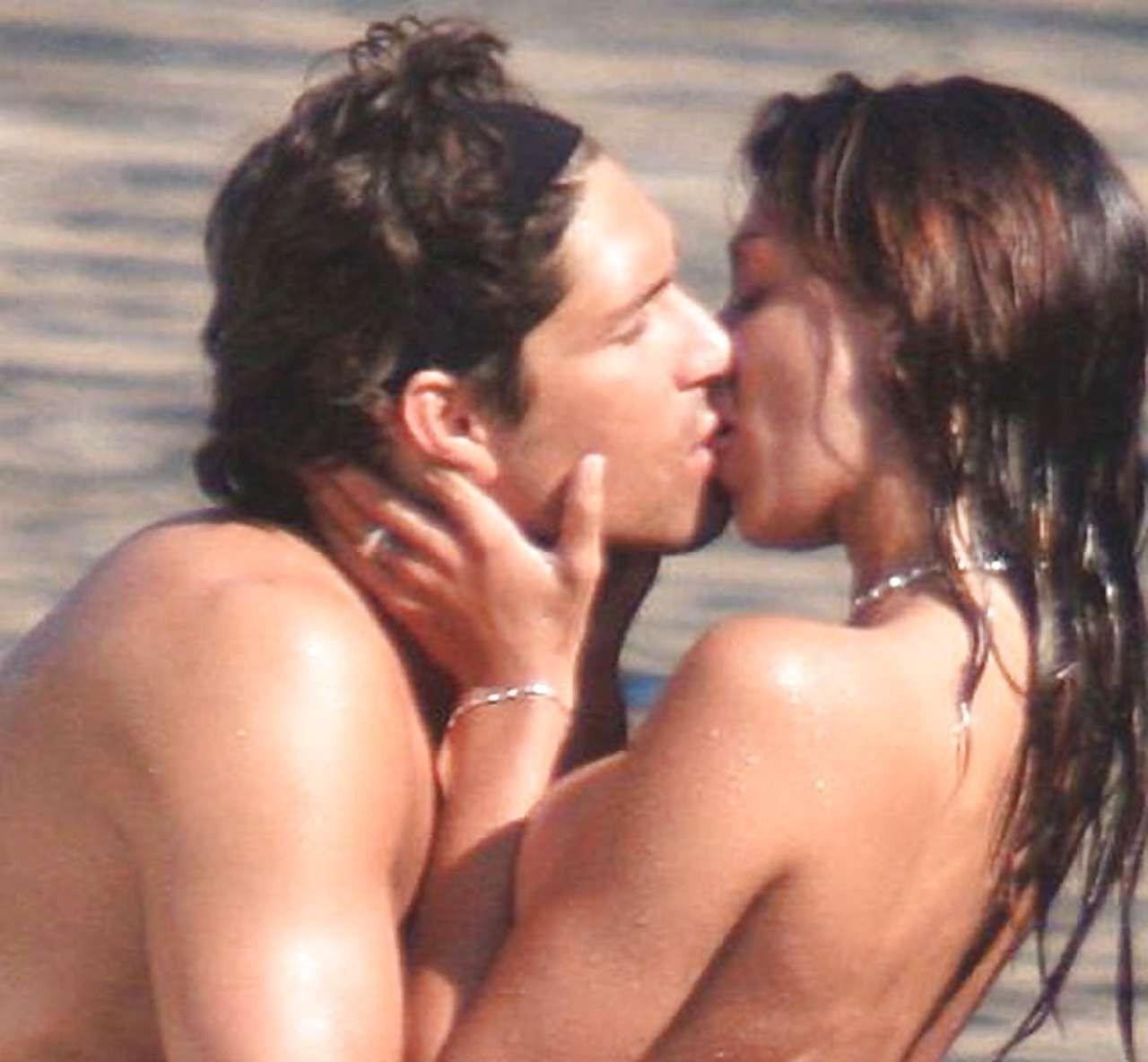 16P Belen Rodriguez exposing her nice big tits while making out with boyfriend on be
