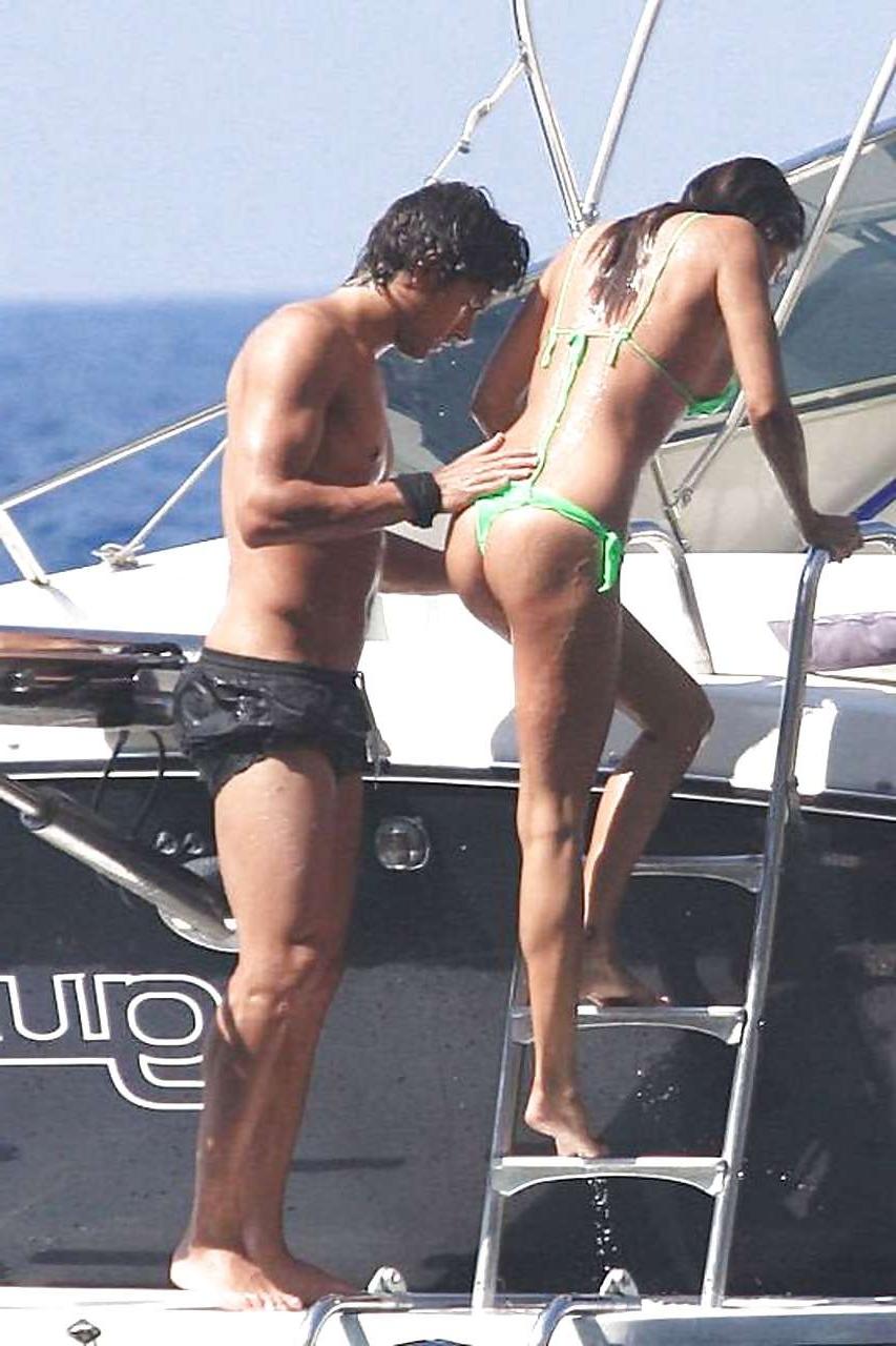16P Belen Rodriguez exposing her nice big tits while making out with boyfriend on be