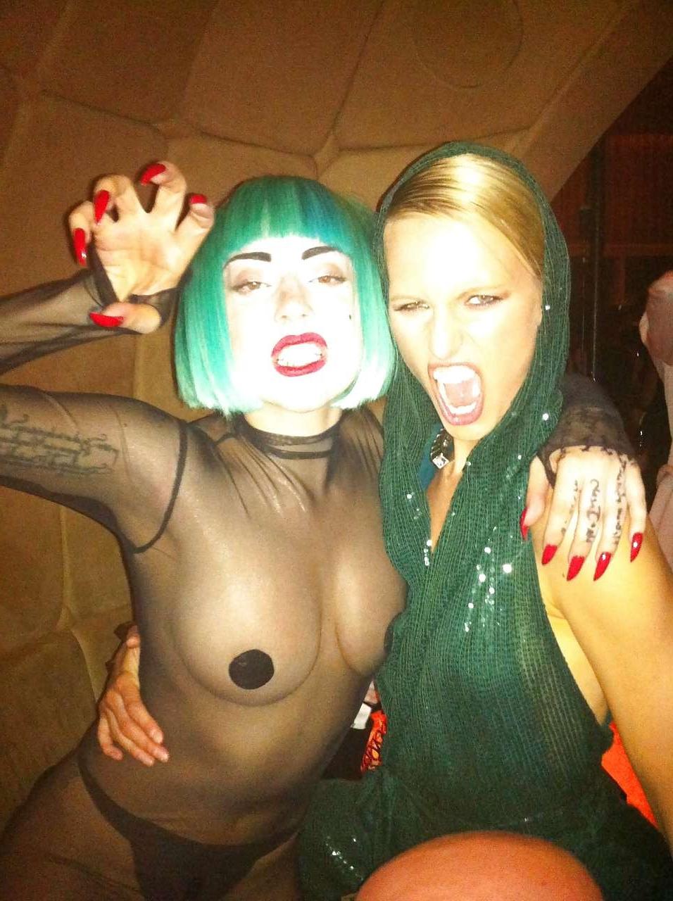 16P Lady Gaga gets her see thru top falling off and showing her great tits paparazzi