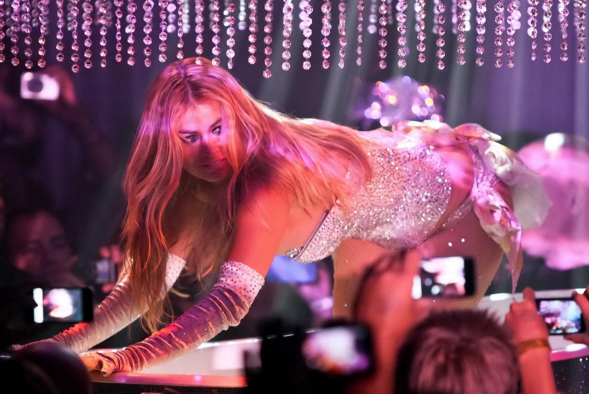 16P Carmen Electra wearing nip stickers at the 'Pussycat Dolls Burlesque Saloon' Gra