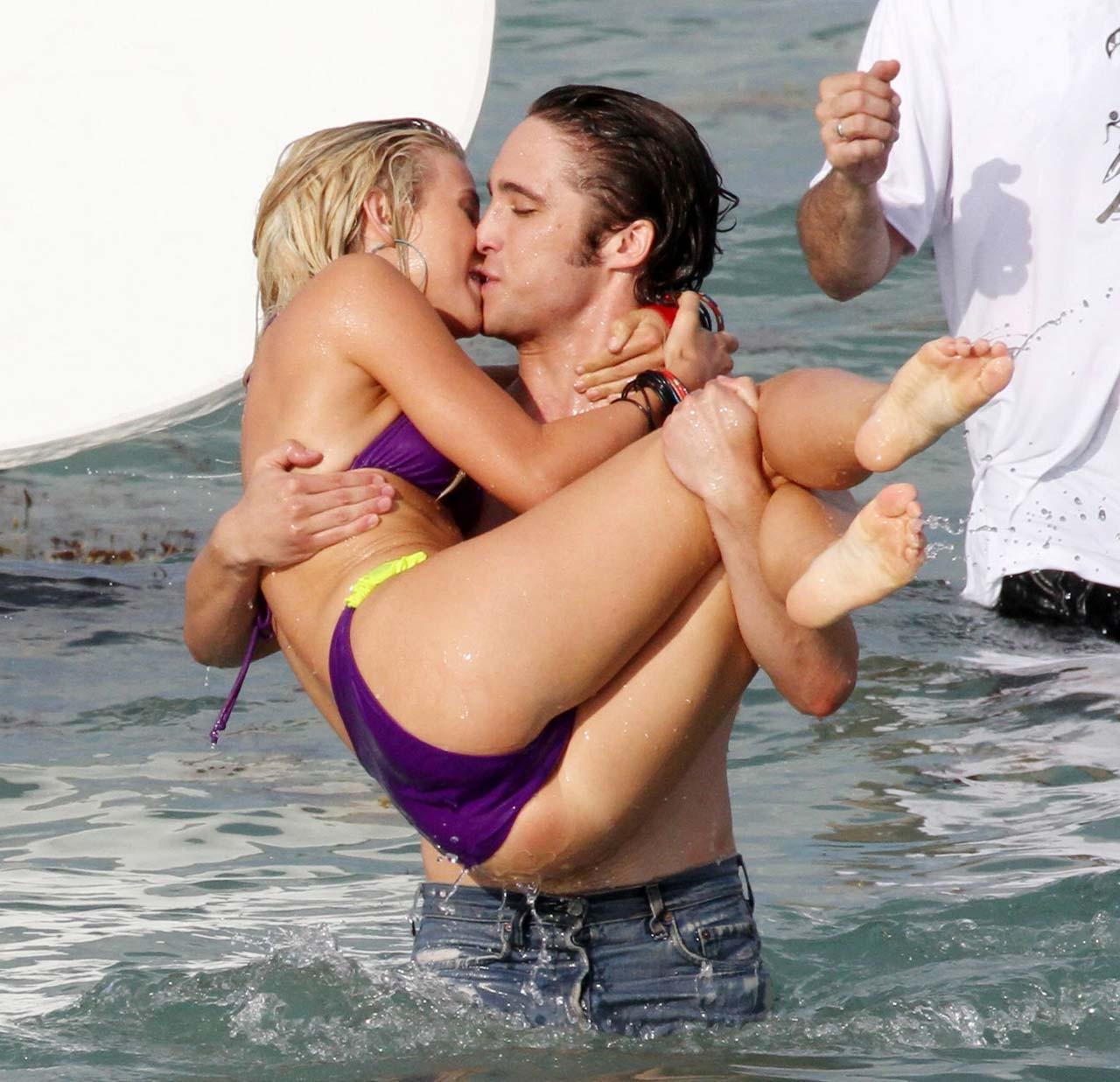 16P Julianne Hough showing her great ass in thong bikini on beach paparazzi pictures