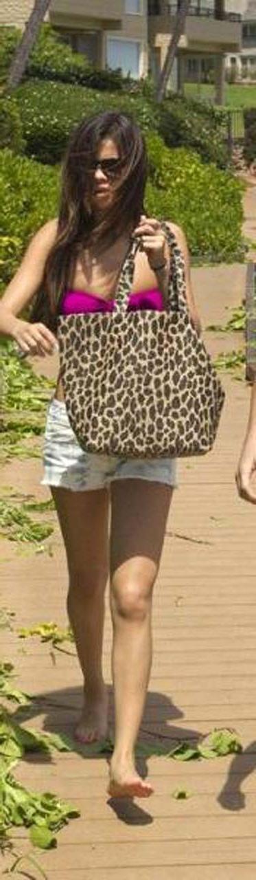 16P Selena Gomez exposing sexy body in bikini while walking with her boyfriend