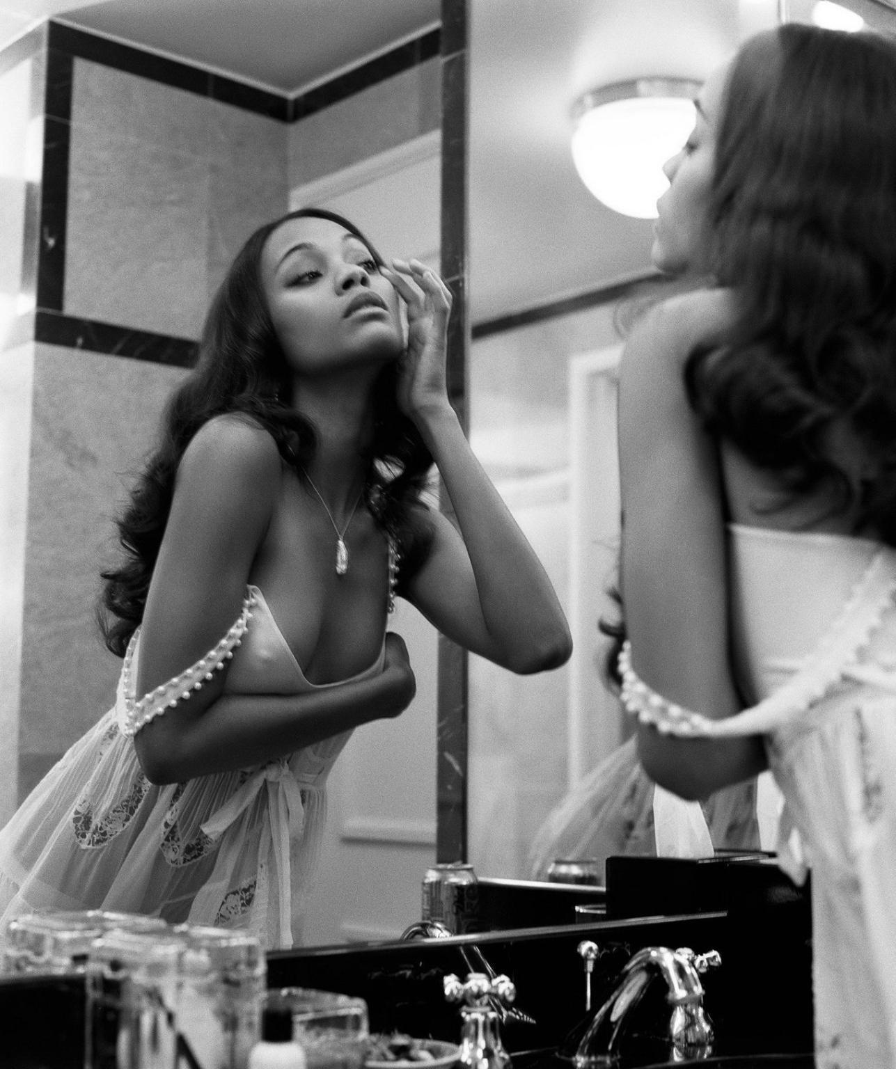 16P Zoe Saldana see through  showing side boob for Nino Munoz photoshoot
