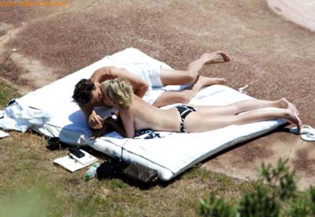 16P Sharon Stone enjoying in topless on beach and exposing sexy ass in bikini