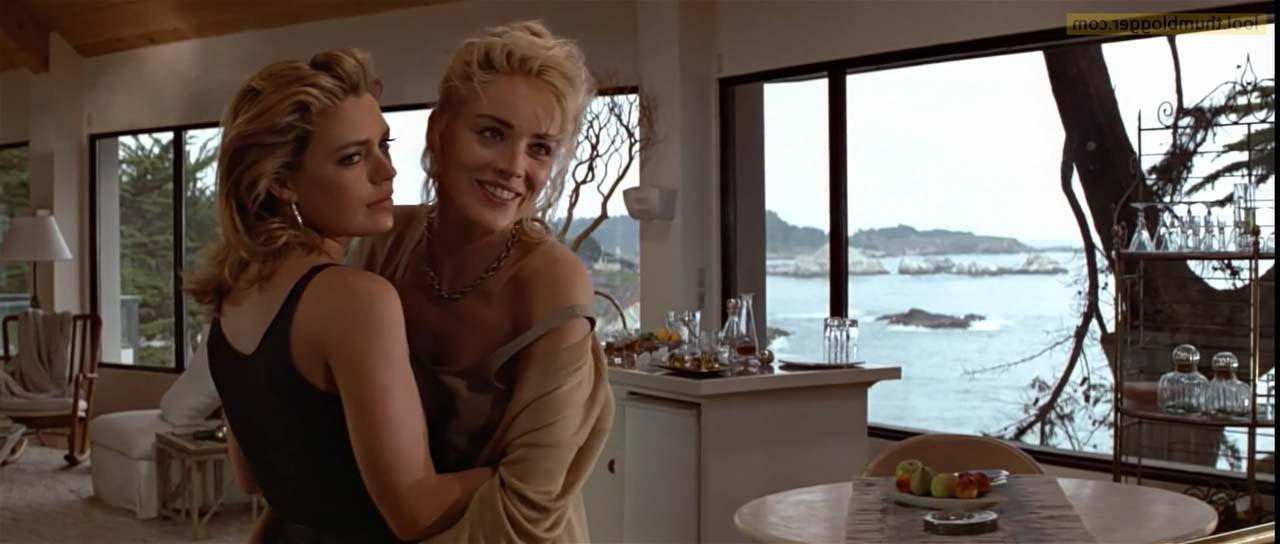 16P Sharon Stone exposing her small boobs and pussy and riding some guy in movie