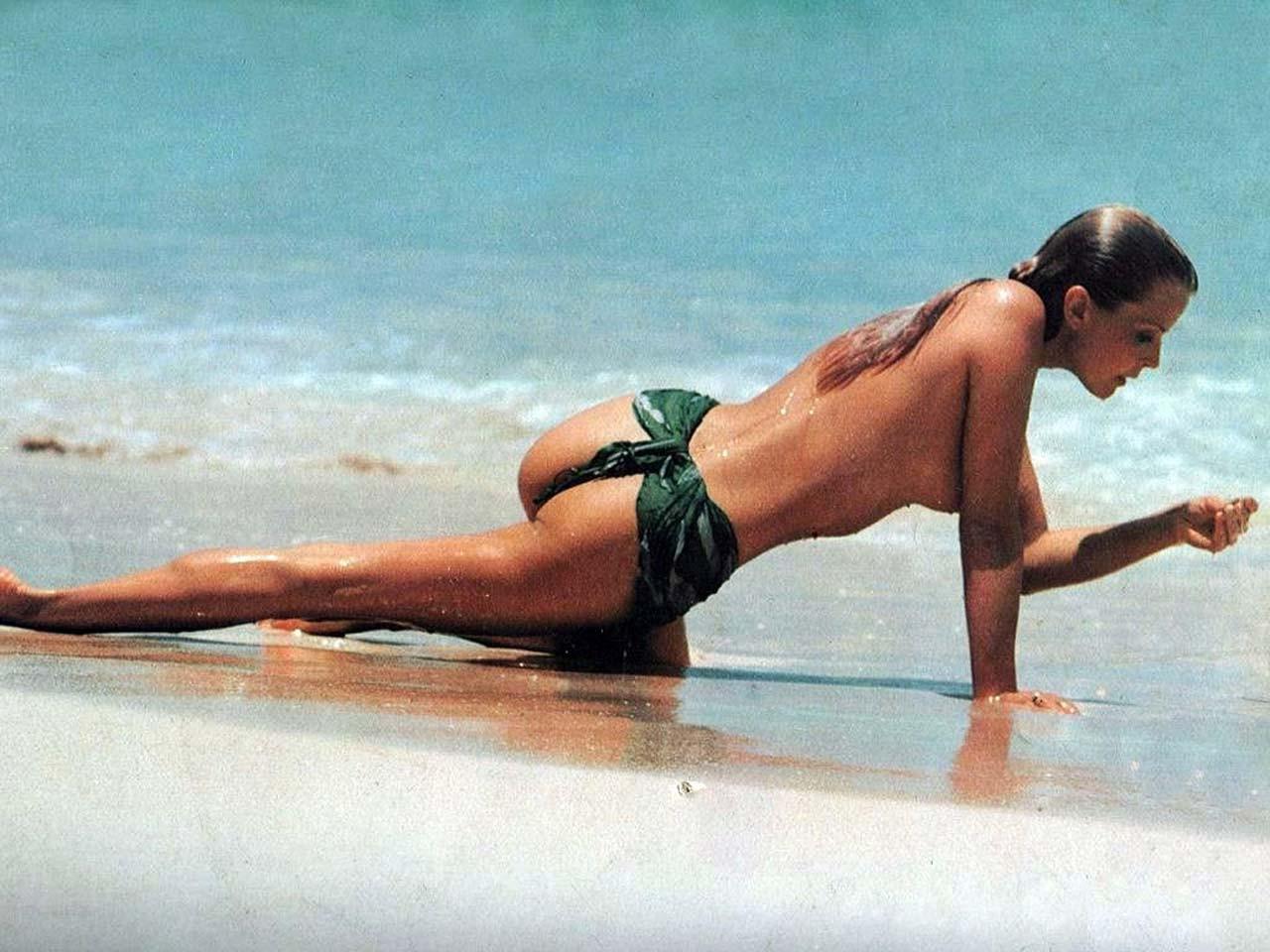 16P Bo Derek exposing her nice big boobs and hairy pussy for some photoshoot