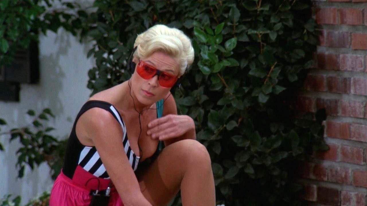 16P Leslie Easterbrook exposing her nice big boobs in wet see thru shirt