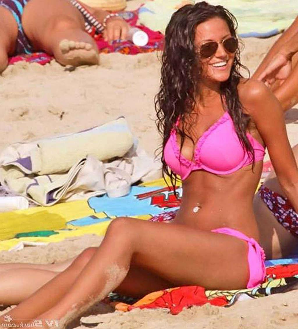 16P Michelle Keegan exposing her sexy body and hot ass in bikini on beach