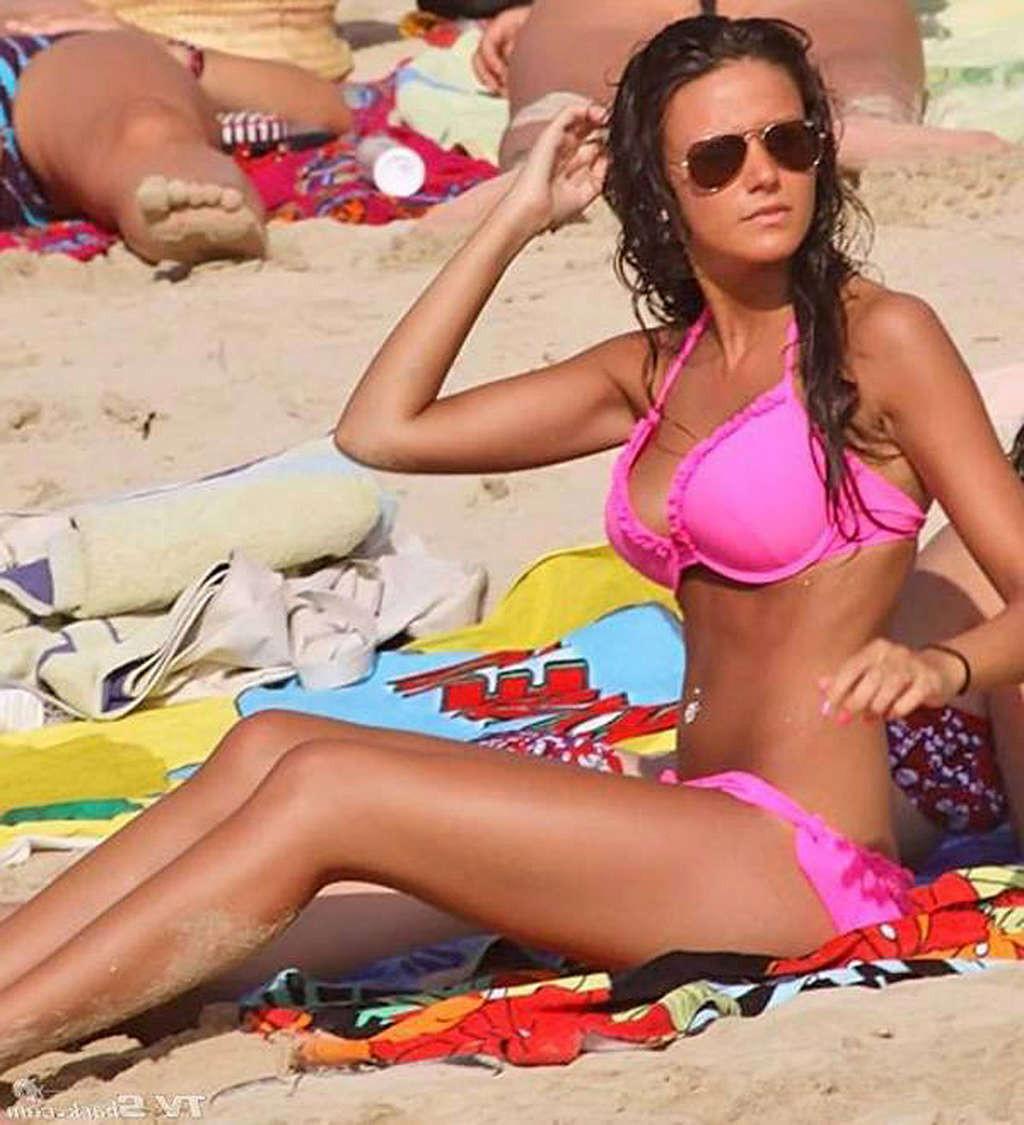 16P Michelle Keegan exposing her sexy body and hot ass in bikini on beach