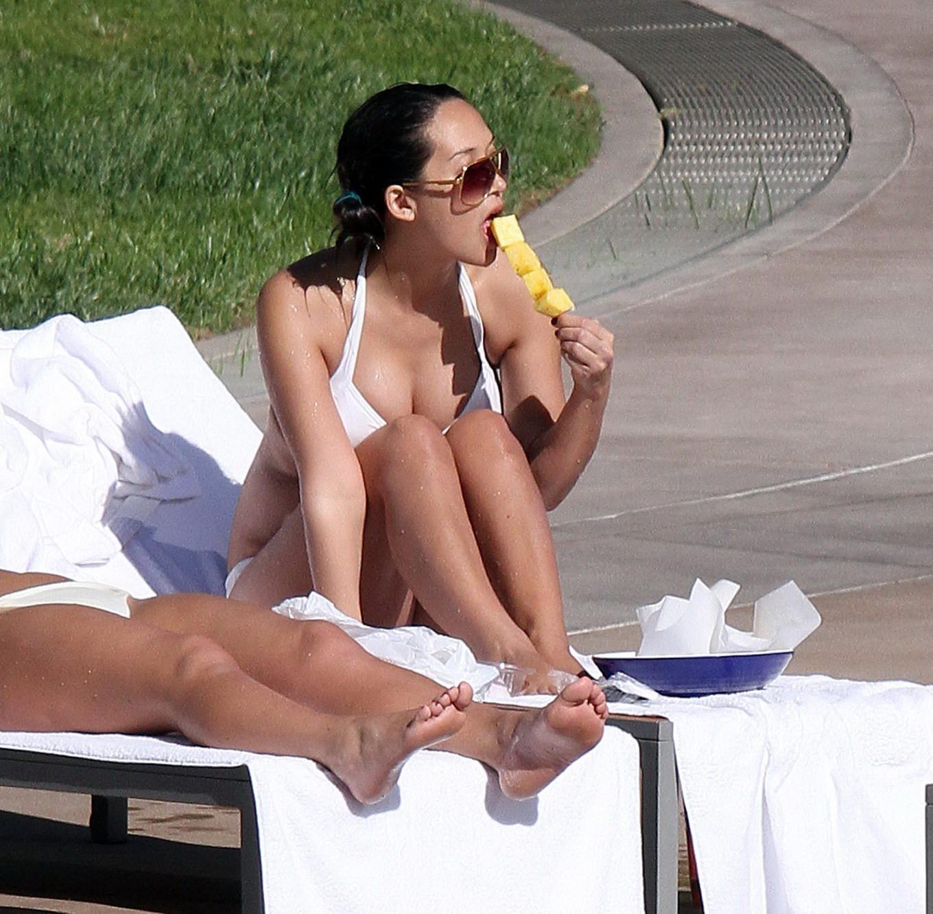 16P Myleene Klass sunbathing topless poolside in Los Angeles
