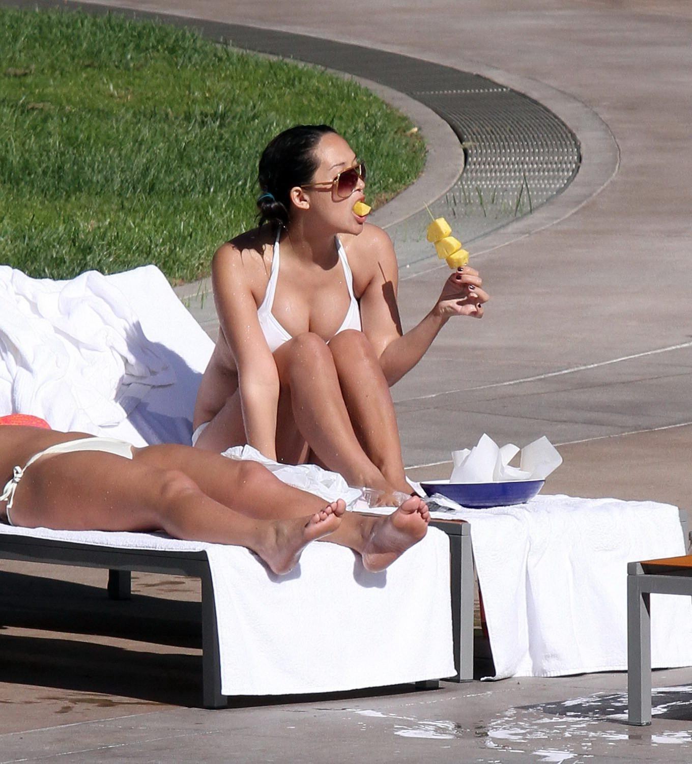 16P Myleene Klass sunbathing topless poolside in Los Angeles
