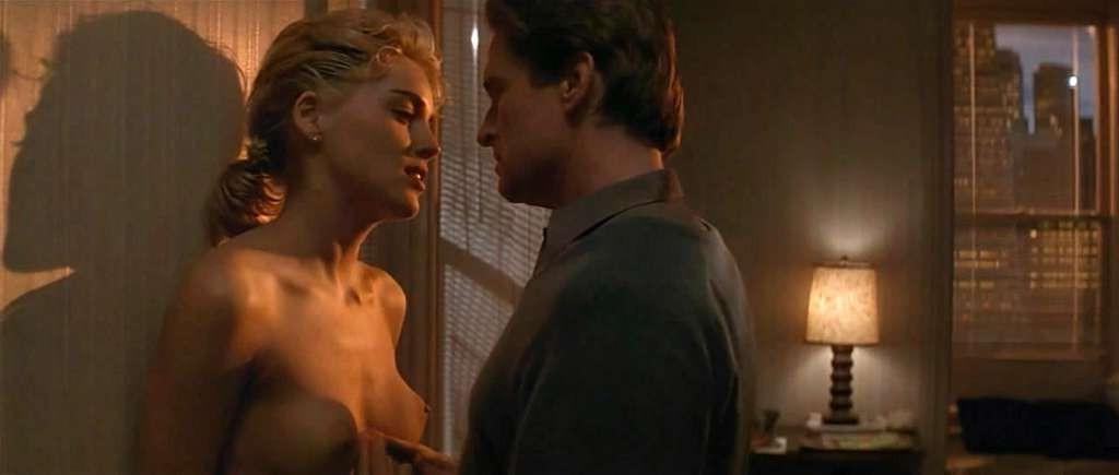 10P Sharon Stone exposing her perky boobs and fucking hard with guy in nude movie sc