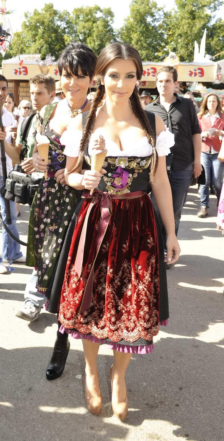 15P Kim Kardashian busty in German folkware at the Oktoberfest in Munich