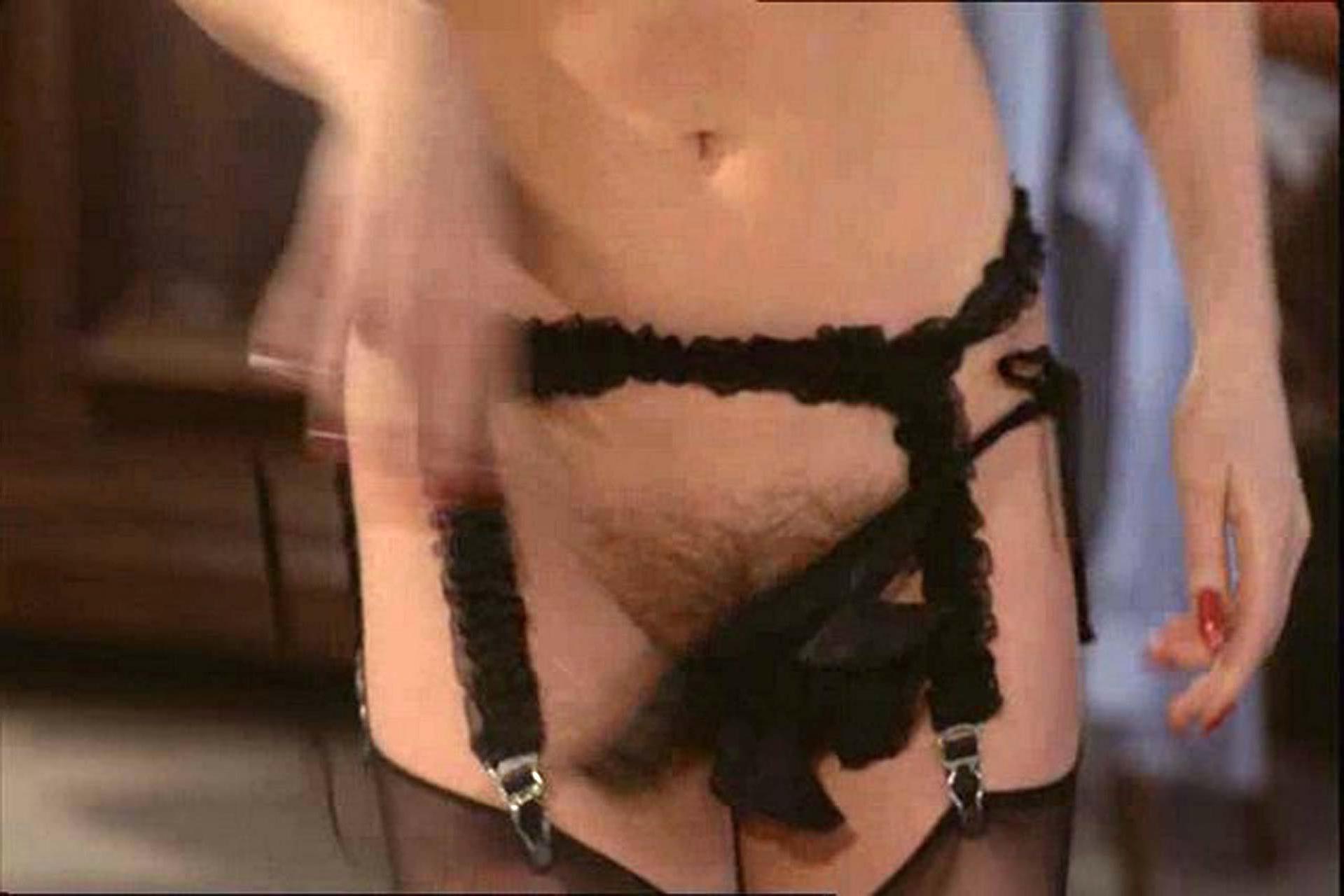 10P Anna Bergman showing her nice tits and hairy pussy from behind in movie