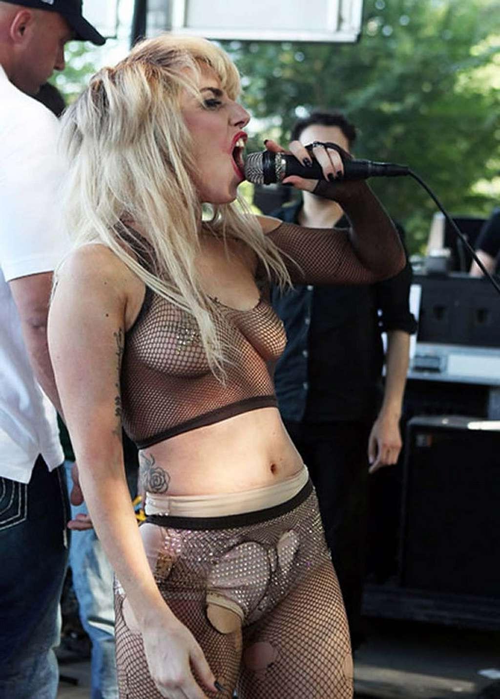 10P Lady Gaga posing all nude for some magazine and in see thru top paparazzi shoots
