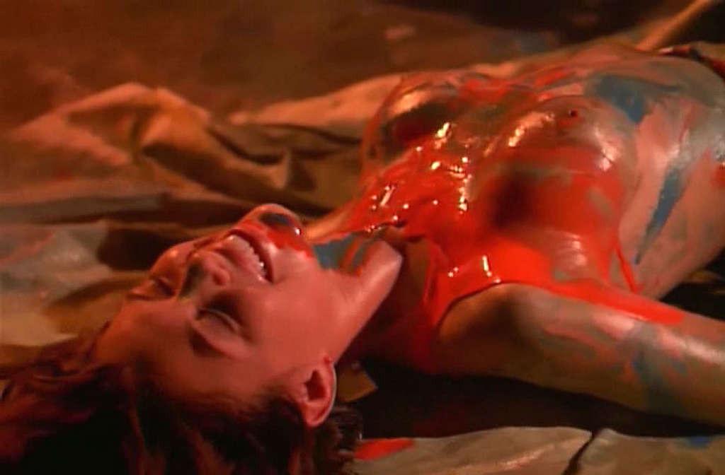 10P Kari Wuhrer exposing her huge boobs and hairy pussy in movie