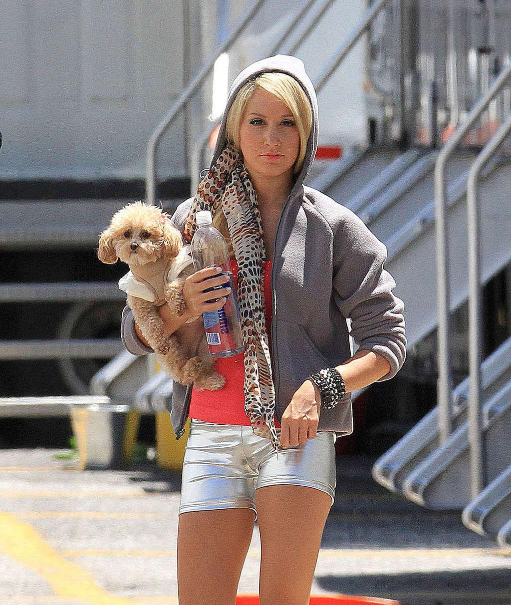 16P Ashley Tisdale exposing fucking sexy body and hot ass in silver shorts