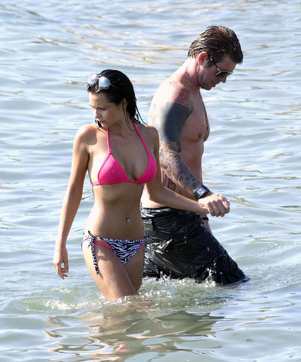 16P Jessica Jane Clement in bikini on beach with her boyfriend