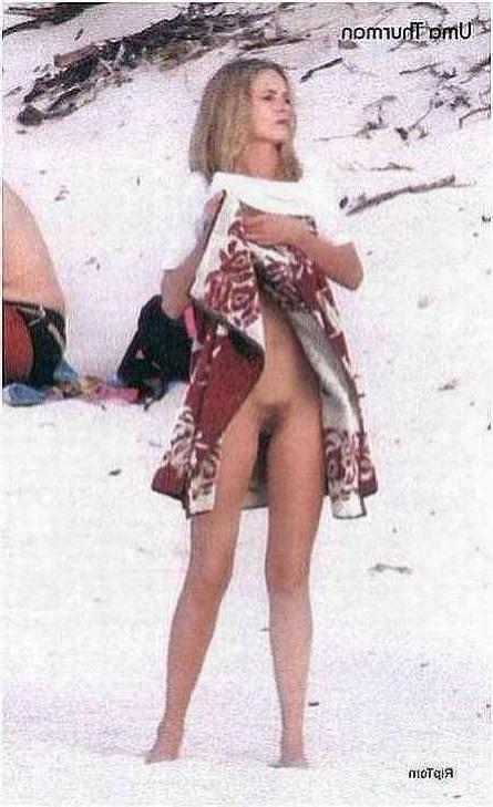 15P tall and slender actress Uma Turman beach nudes