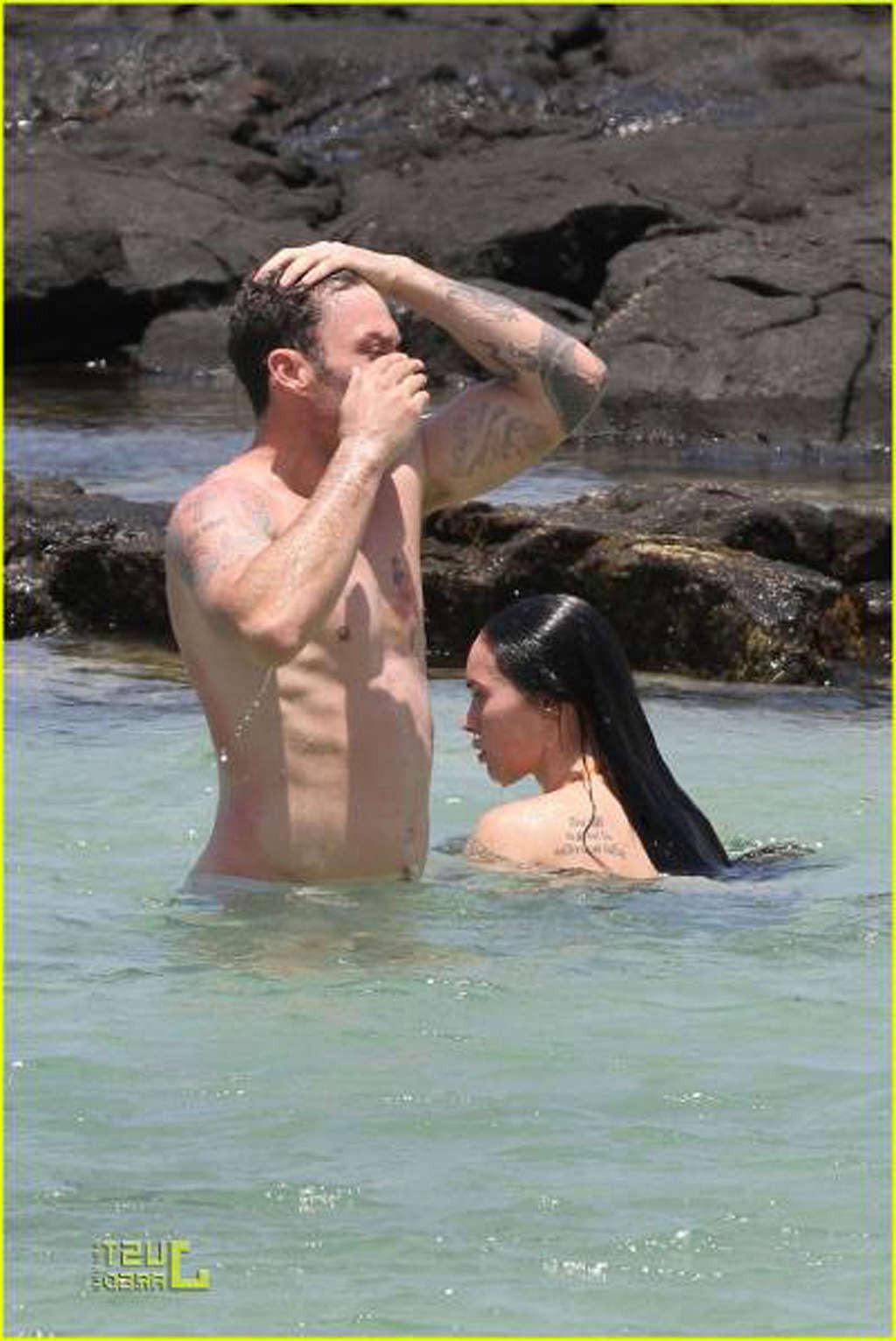 16P Megan Fox enjoying on beach with her boyfriend and showing sexy body in bikini