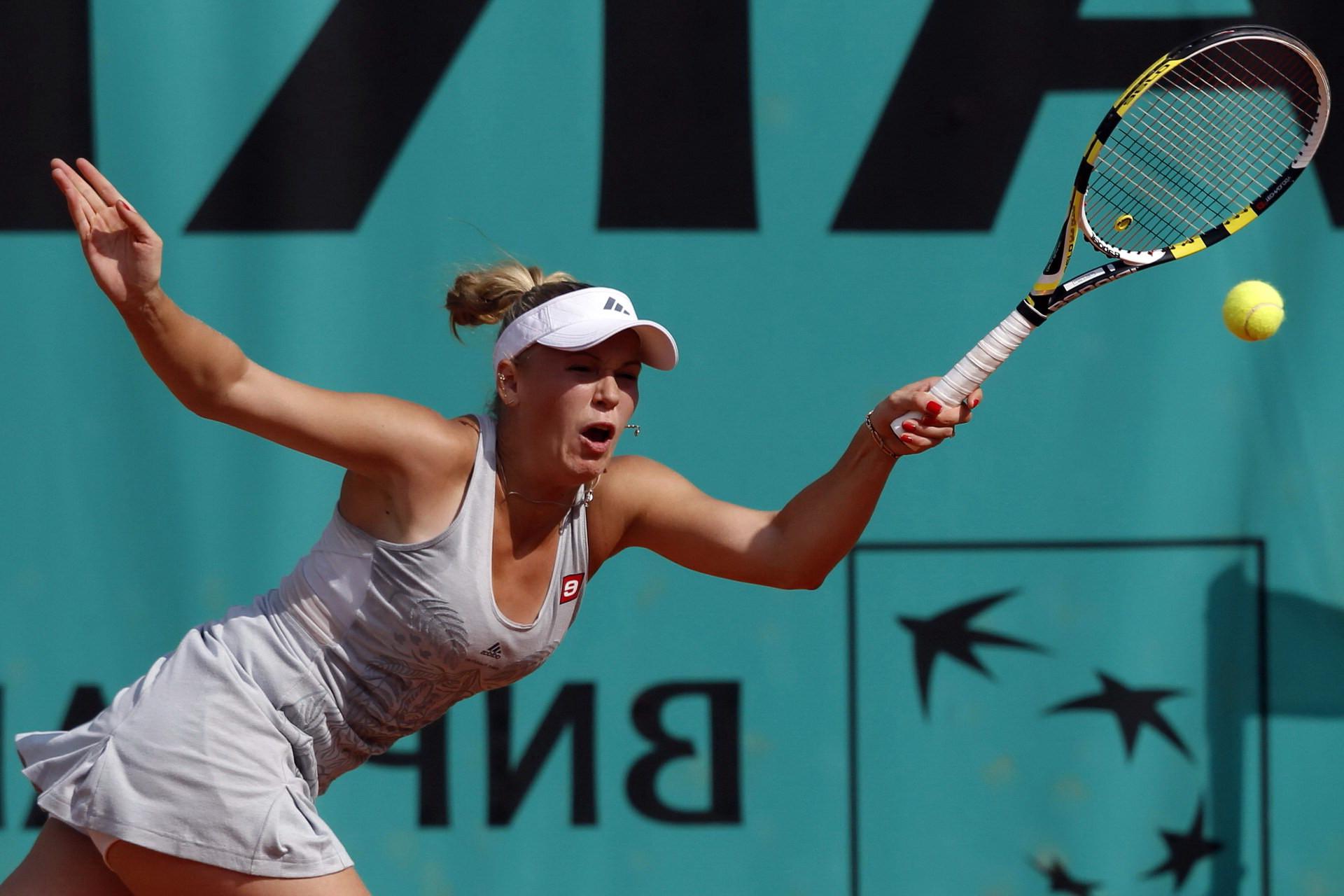 16P Caroline Wozniacki hot  sweaty showing panties at the French Open