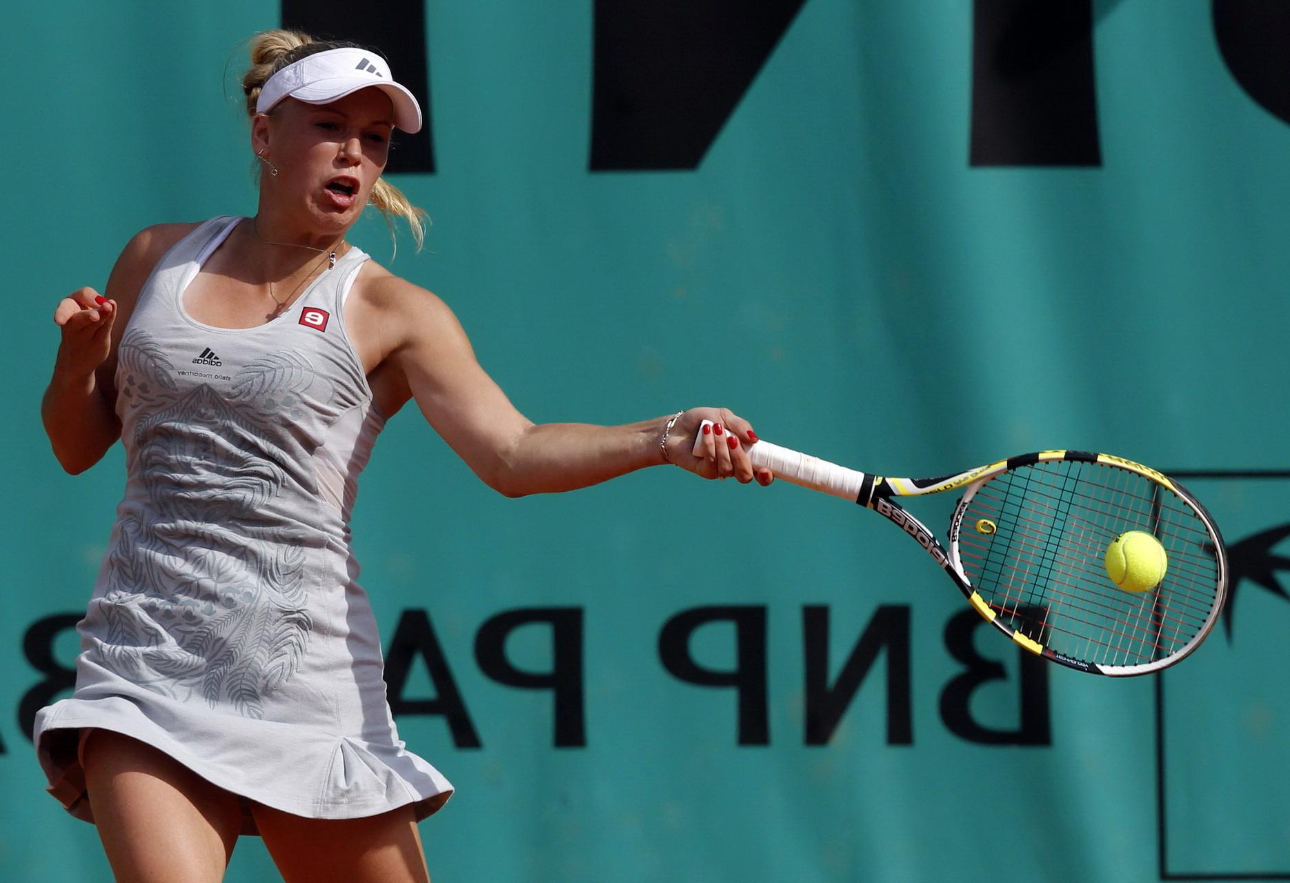 16P Caroline Wozniacki hot  sweaty showing panties at the French Open
