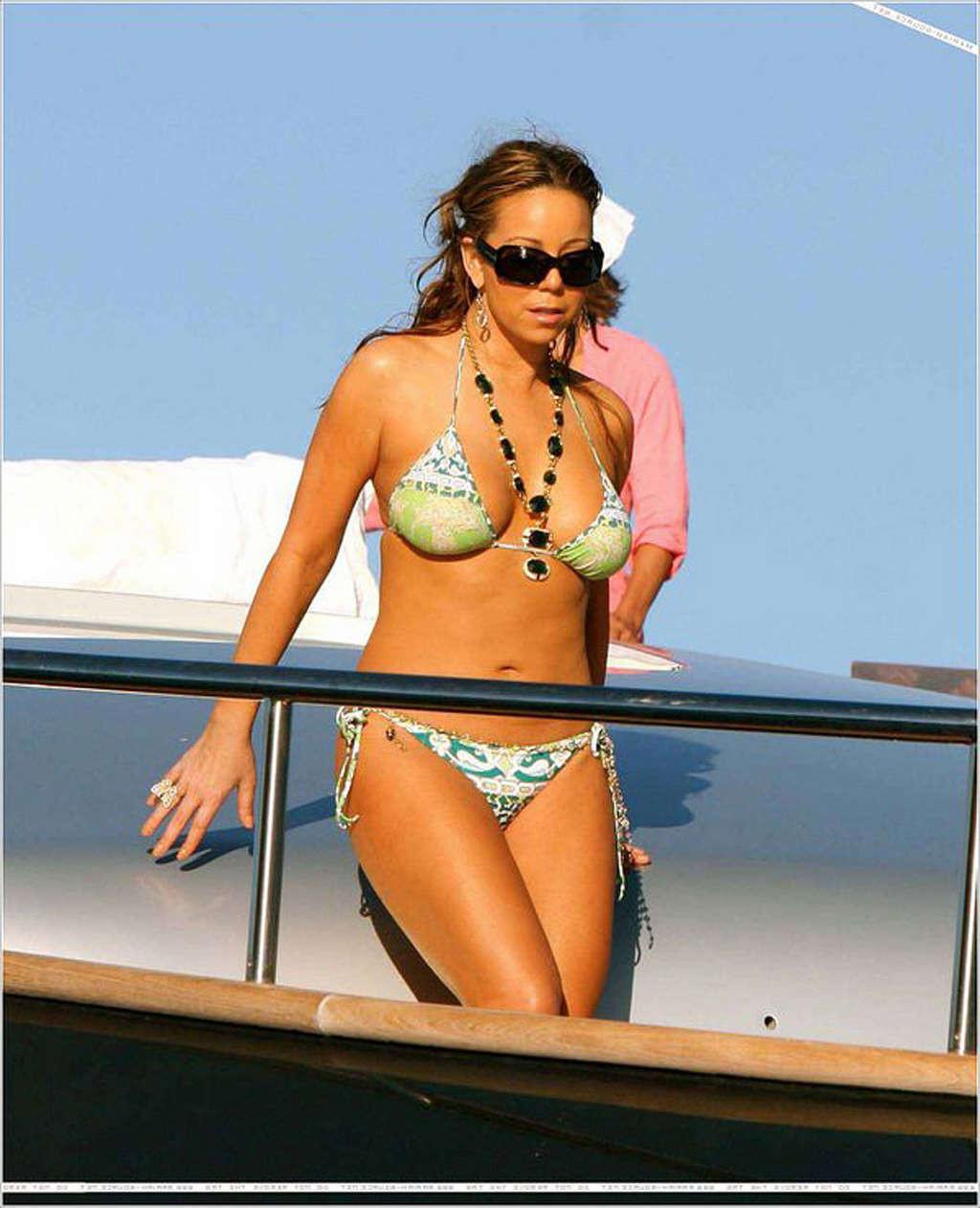 16P Mariah Carey exposing her sexy body and hot ass in bikini on yacht