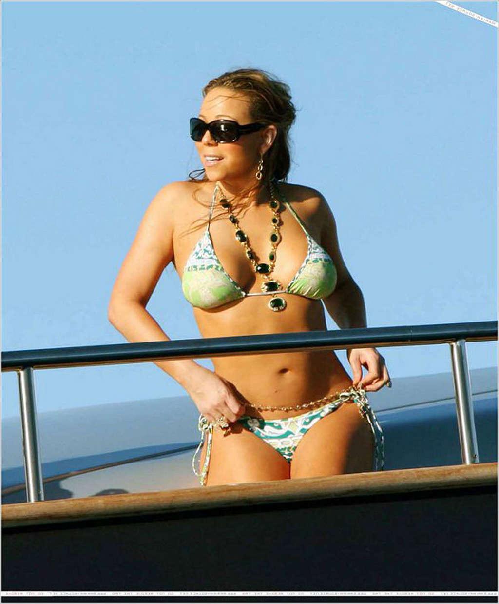 16P Mariah Carey exposing her sexy body and hot ass in bikini on yacht