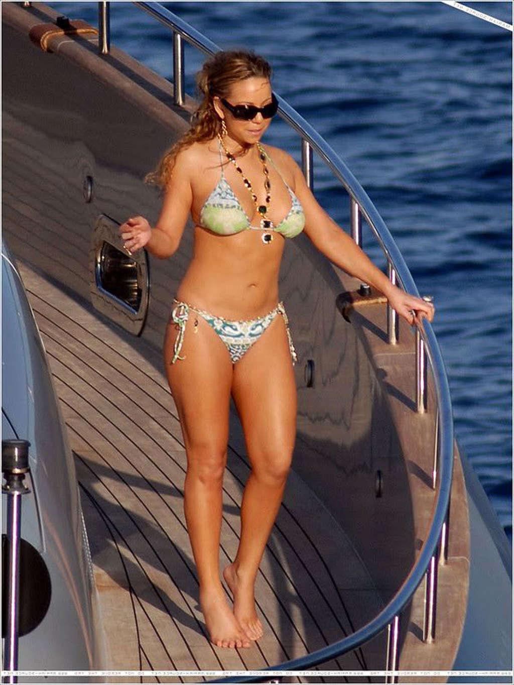 16P Mariah Carey exposing her sexy body and hot ass in bikini on yacht
