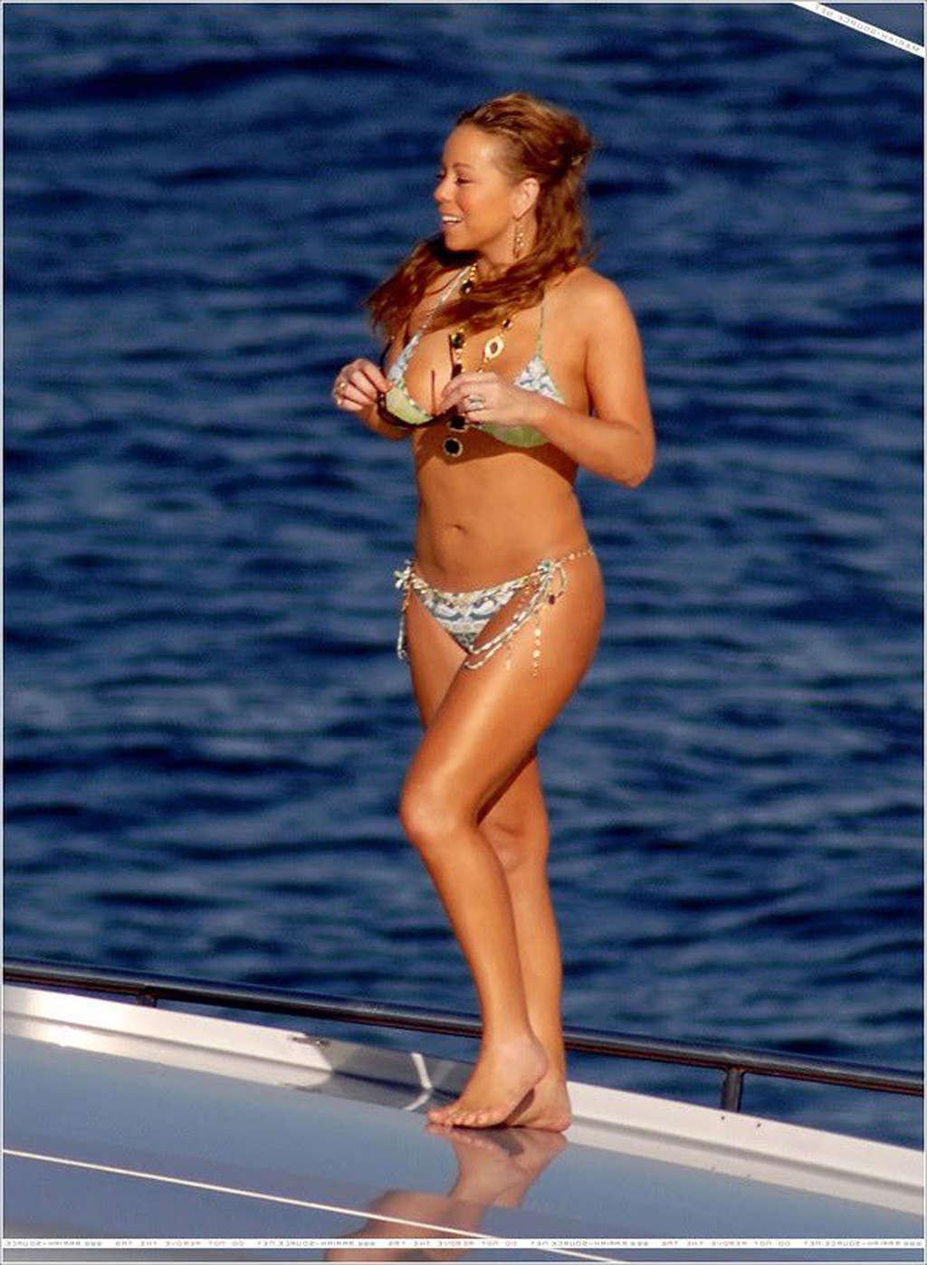 16P Mariah Carey exposing her sexy body and hot ass in bikini on yacht